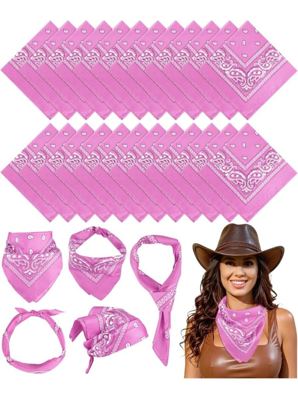 24 Pcs Paisley Bandanas & Headbands for Women & Men - Versatile Fashion